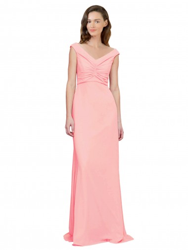 Luxe Chiffon Bridesmaid Dress with Shoulder Tip Gathered Bodice Brisbane