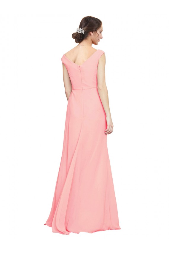 Luxe Chiffon Bridesmaid Dress with Shoulder Tip Gathered Bodice Brisbane