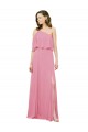Sleeved One Shoulder Chiffon Bridesmaids Dress with Draped Ruffle Overlay Brisbane