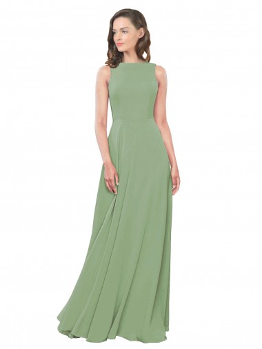High Neck Chiffon Bridesmaids Dress with Low Cowl Back Brisbane
