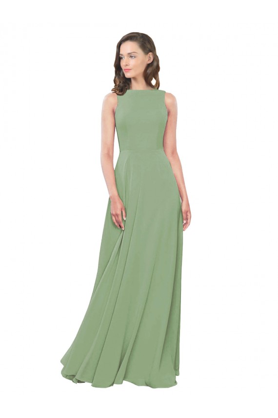 High Neck Chiffon Bridesmaids Dress with Low Cowl Back Brisbane
