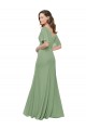 Chiffon V-Neckline Wrap Bridesmaids Dress With Double Flutter Sleeve Brisbane
