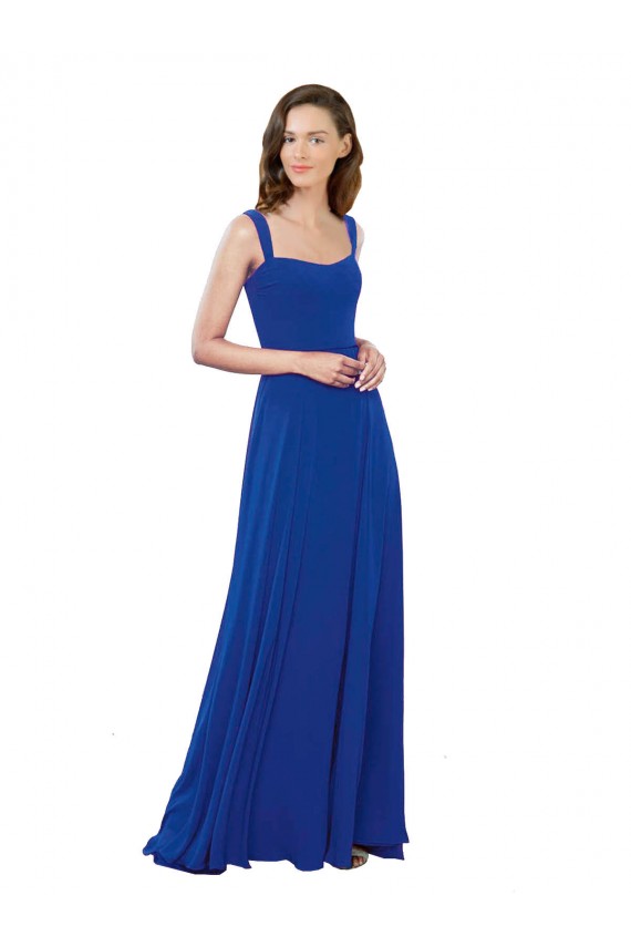 Square Neck A-Line Long Floor Length Chiffon Bridesmaid Dress Brisbane