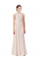 Tie Neck Long Chiffon A-Line Bridesmaid Dress with Sheer Back Brisbane