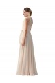 Tie Neck Long Chiffon A-Line Bridesmaid Dress with Sheer Back Brisbane