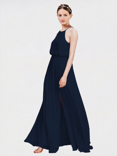High Halter Chiffon Bridesmaid Dress with Side Slit Brisbane