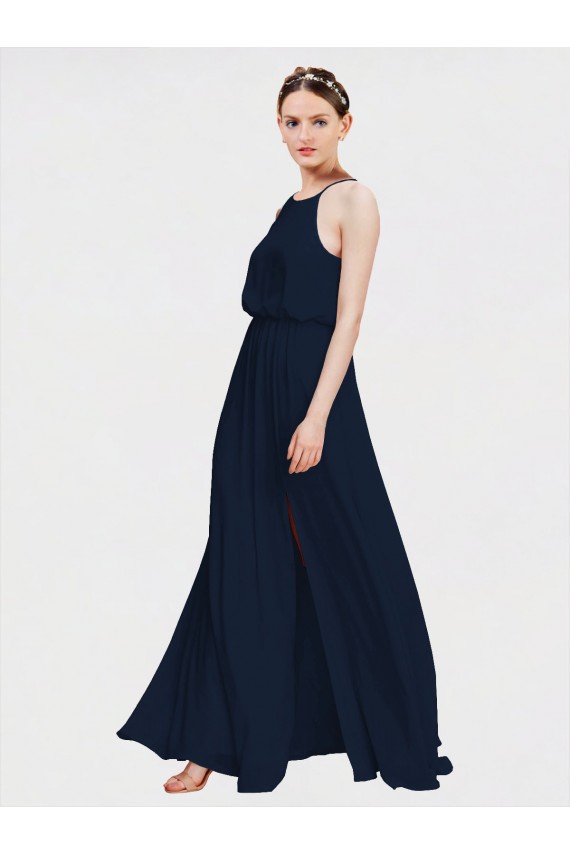 High Halter Chiffon Bridesmaid Dress with Side Slit Brisbane