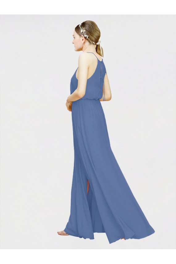 High Halter Chiffon Bridesmaid Dress with Side Slit Brisbane