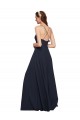 Long Chiffon Bridesmaid Dress with Criss Cross Straps and Ruffles Brisbane