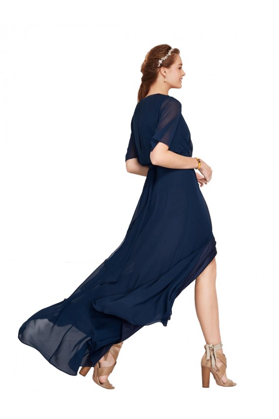 V-Neck Plush Chiffon Bridesmaid Dress with Flutter Sleeves Brisbane