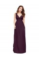 Plunging V-Neckline Long Chiffon Bridesmaid Dress with Deep V-Back Brisbane
