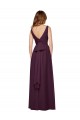 Plunging V-Neckline Long Chiffon Bridesmaid Dress with Deep V-Back Brisbane