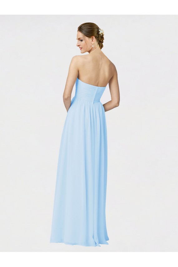 Full Length Chiffon Bridesmaid Dress with Deep Sweetheat and Shirred Bodice Brisbane