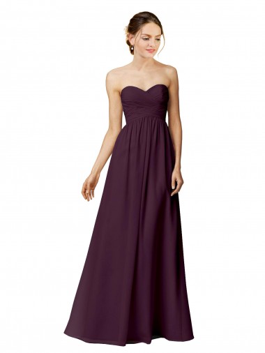 Strapless Chiffon Bridesmaid Dress with Criss Cross Shirred Bodice Brisbane
