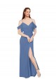 Mock-Wrap Off the Shoulder Long Chiffon Bridesmaid Dress with Side Slit Brisbane