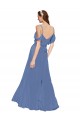 Mock-Wrap Off the Shoulder Long Chiffon Bridesmaid Dress with Side Slit Brisbane