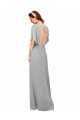 V-Neck Long Chiffon Bridesmaid Dress with Dolman Sleeved Bodice and Slit Brisbane