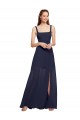 Squre Necked Long Chiffon Bridesmaid Dress with Front Slit Brisbane