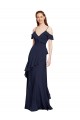 Cascading Ruffles Long Chiffon Bridesmaid Dress with Cold Shoulder Brisbane