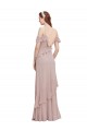 Cascading Ruffles Long Chiffon Bridesmaid Dress with Cold Shoulder Brisbane