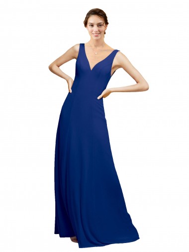 V-Neck Sheath Chiffon Bridesmaid Dress with V-Back Brisbane