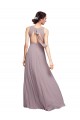 Open Back Long Chiffon Bridesmaid Dress with Plunging V-Neck Bodice Brisbane