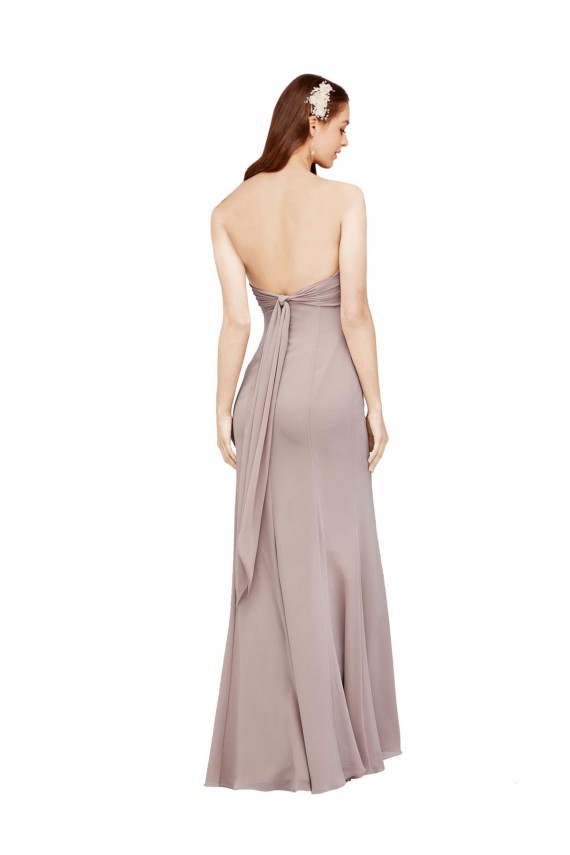 Fit and Flare Long Chiffon Bridesmaid Dress / Prom Dress with Sash and Open Back Brisbane