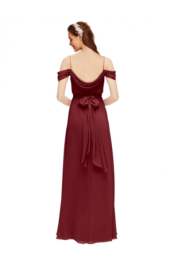 Grecian Inspired Draped Off the Shoulder Long Chiffon Bridesmaid Dress Brisbane