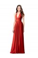 Halter V-Neck A-Line Chiffon Bridesmaid Dress with Shirred Skirt Brisbane