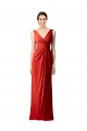 Shirred Long Floor Length Chiffon Bridesmaid Dress with V-Back Brisbane
