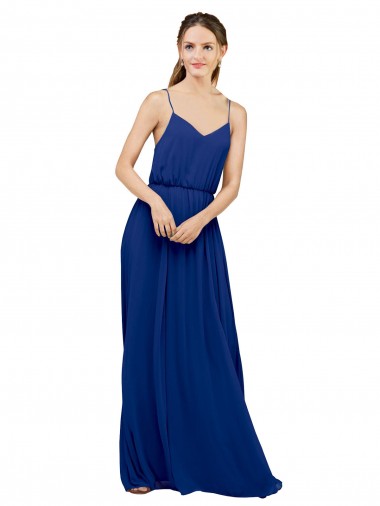 Long Chiffon Bridesmaid Dress with Spaghetti Strap Bodice Brisbane