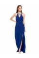 High Keyhole Neck Long Chiffon Bridesmaid Dress with Slit Brisbane