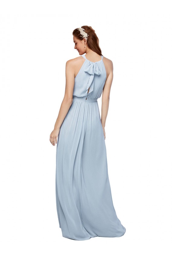 High Keyhole Neck Long Chiffon Bridesmaid Dress with Slit Brisbane