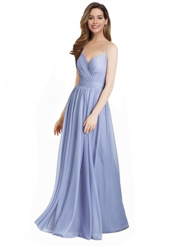 Ruched Criss Over Bodice Chiffon Bridesmaid Dress with Lace Open Back Brisbane