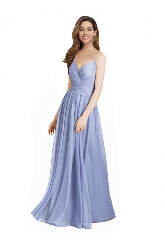 Ruched Criss Over Bodice Chiffon Bridesmaid Dress with Lace Open Back Brisbane
