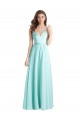 Long V-Neck Chiffon Bridesmaid Dress with Satin Bodice Brisbane