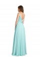 Long V-Neck Chiffon Bridesmaid Dress with Satin Bodice Brisbane