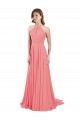 Draped A-Line Chiffon Bridesmaid Dress with Halter Keyhole Neckline Brisbane