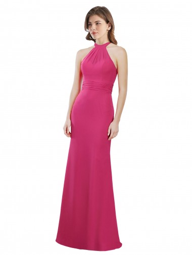 Slim A-Line Long Chiffon Bridesmaid Dress with Strappy Back Brisbane