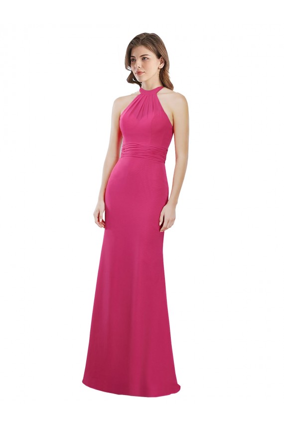 Slim A-Line Long Chiffon Bridesmaid Dress with Strappy Back Brisbane