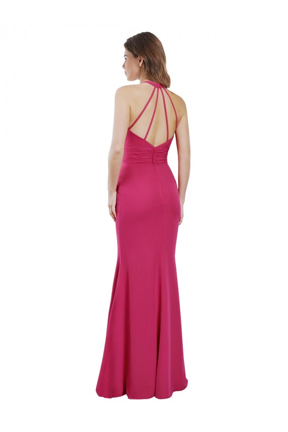 Slim A-Line Long Chiffon Bridesmaid Dress with Strappy Back Brisbane
