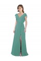 Full Length Chiffon Bridesmaid Dress with Ruffled Cap Sleeves and Side Slit Brisbane
