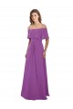 Draped Off The Shoulder Chiffon Bridesmaid Dress with Spaghetti Straps and Ruffled Neckline Brisbane