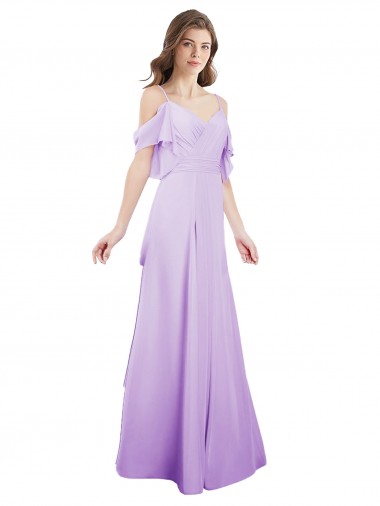 Chiffon Bridesmaid Dress with Draped Sweetheart Bodice and Off The Shoulder Flounces Brisbane