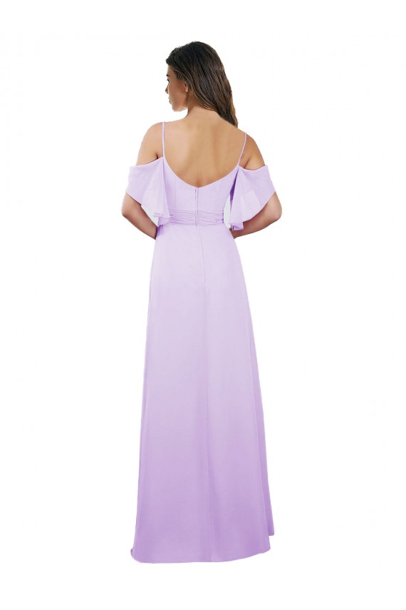 Chiffon Bridesmaid Dress with Draped Sweetheart Bodice and Off The Shoulder Flounces Brisbane