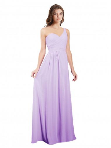 Draped One Shoulder A-Line Long Chiffon Bridesmaid Dress Brisbane