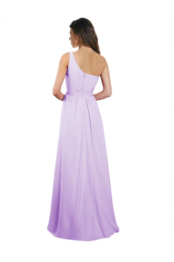 Draped One Shoulder A-Line Long Chiffon Bridesmaid Dress Brisbane