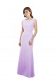 Chiffon Column Bridesmaid Dress with High Round Neckline and Cap Sleeves Brisbane