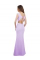 Chiffon Column Bridesmaid Dress with High Round Neckline and Cap Sleeves Brisbane