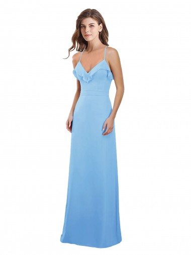 Slim Chiffon Bridesmaid Dress with Ruffled Sweetheart Neckline Brisbane